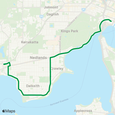 Transperth Elizabeth Qy - Claremont map