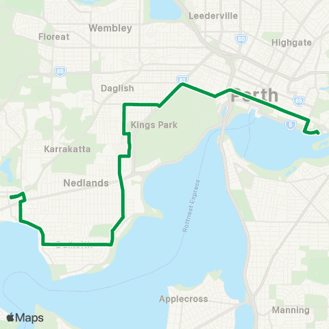Transperth East Perth - Claremont map
