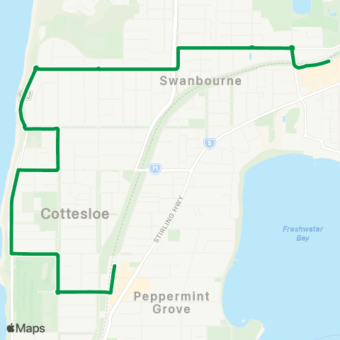 Transperth Perth - Cottesloe map