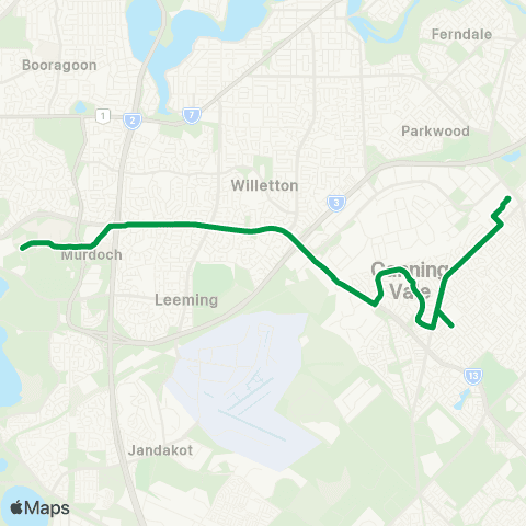 Transperth Murdoch U - Cannington map