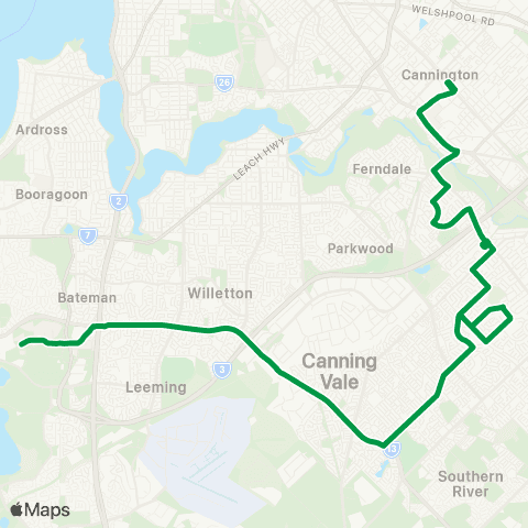 Transperth Murdoch - Cannington map