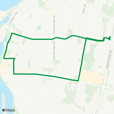 Transperth Mandurah Loop Anticlockwise map