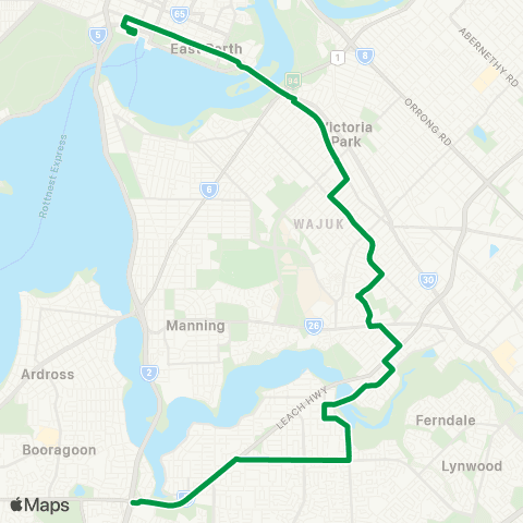 Transperth Elizabeth Qy - Bull Creek map