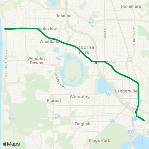 Transperth Perth - Scarborough Beach map