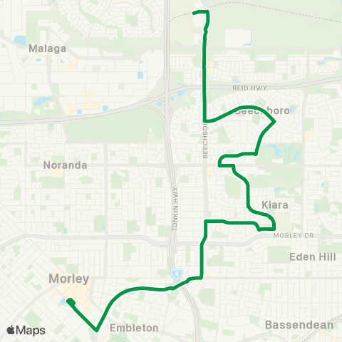 Transperth Perth - Mirrabooka map