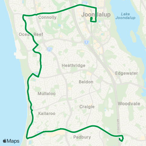 Transperth Whitfords - Joondalup map