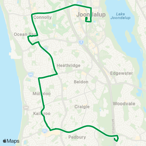 Transperth Whitfords - Joondalup map