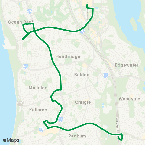 Transperth Whitfords - Joondalup map