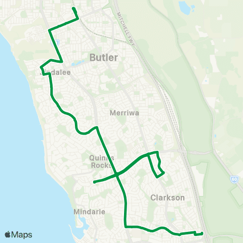 Transperth Clarkson - Quinns Rocks map