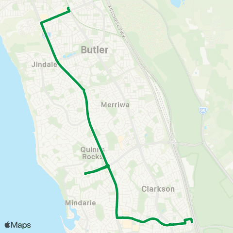 Transperth Clarkson - Butler map