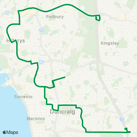Transperth Warwick - Whitfords map