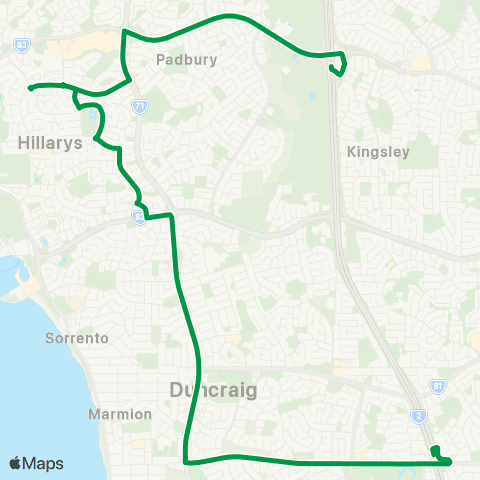 Transperth Warwick - Whitfords map