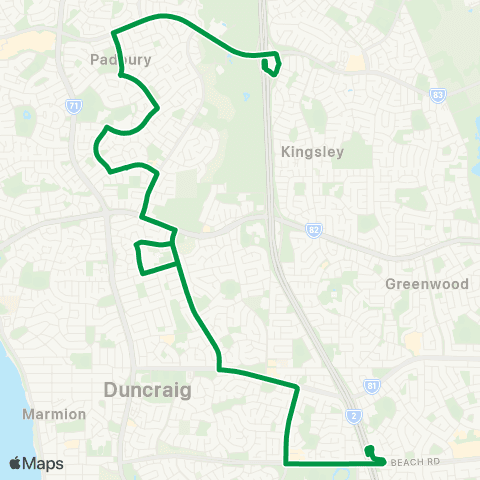 Transperth Warwick - Whitfords map