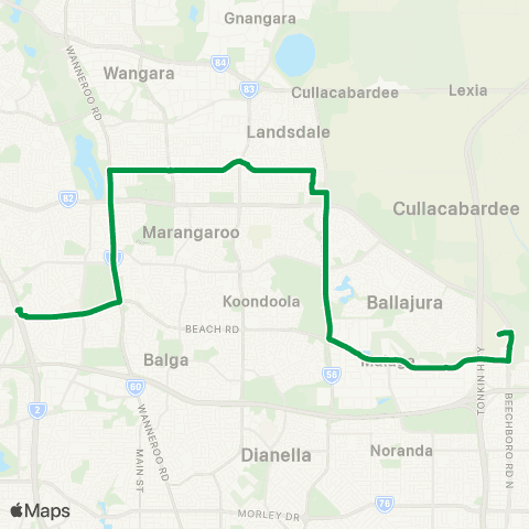 Transperth Warwick - Landsdale map