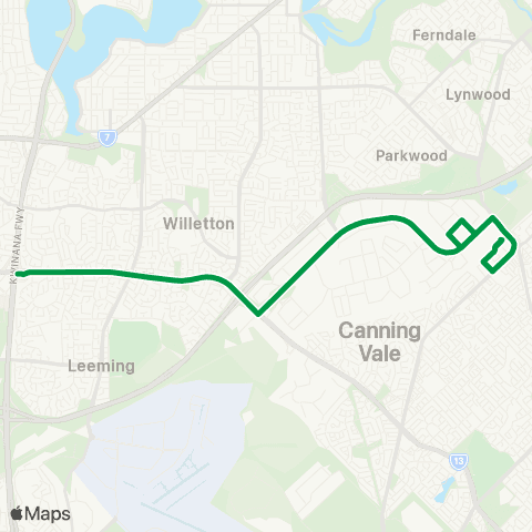 Transperth Murdoch U - Maddington map