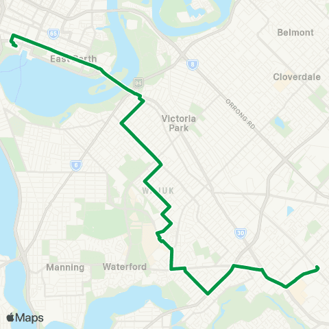 Transperth Elizabeth Qy - Cannington Curtin U map