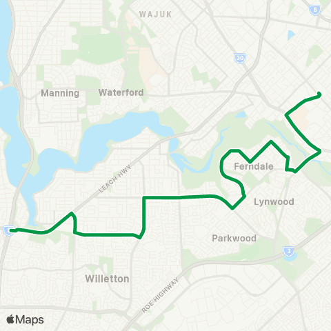Transperth Westfield Carousel - Queens Pk map