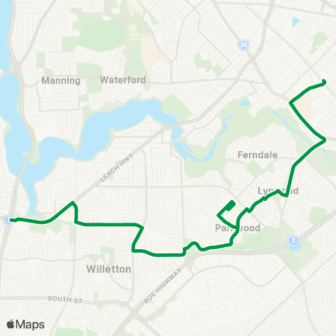 Transperth Westfield Carousel - Queens Pk map