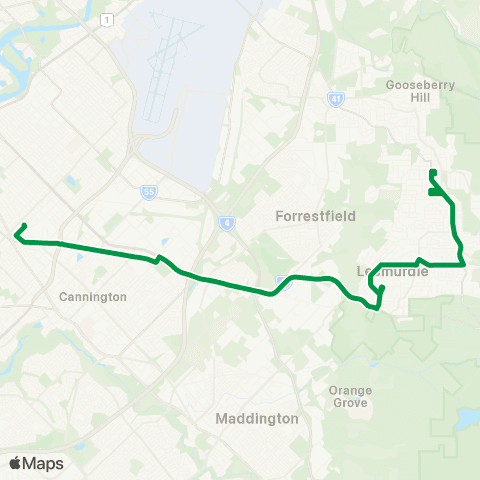 Transperth Elizabeth Qy - Kalamunda map