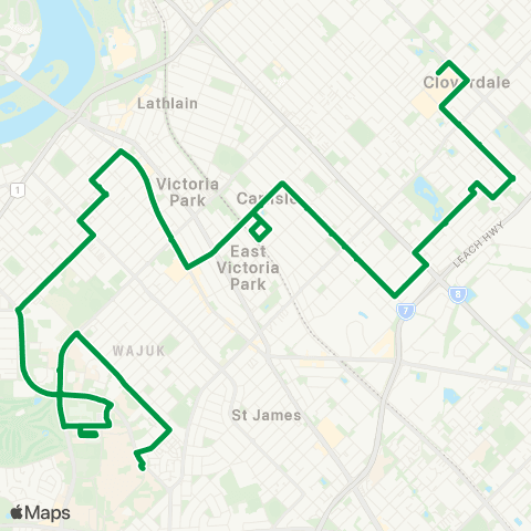 Transperth Curtin U - Belmont map