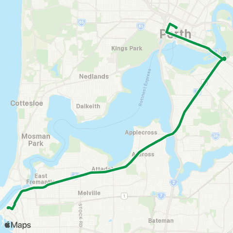 Transperth Elizabeth Quay - Fremantle map