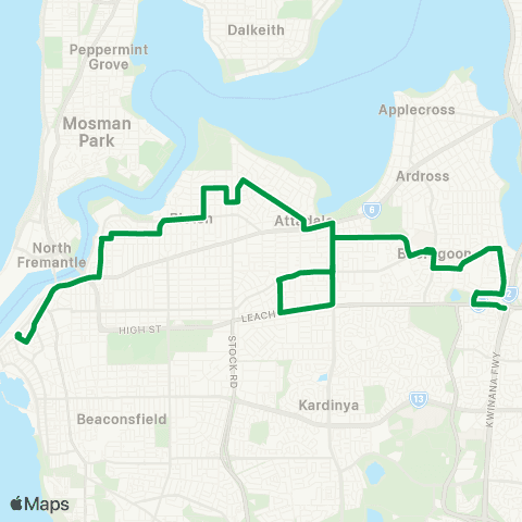 Transperth Bull Creek - Booragoon map
