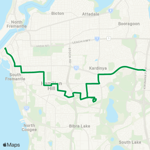 Transperth Murdoch - Fremantle map