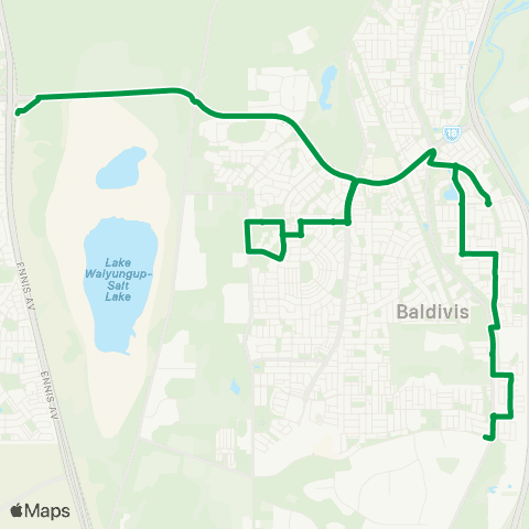 Transperth Warnbro - Baldivis (Furiso Green) map