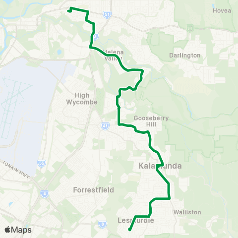 Transperth Midland - Helena Valley map