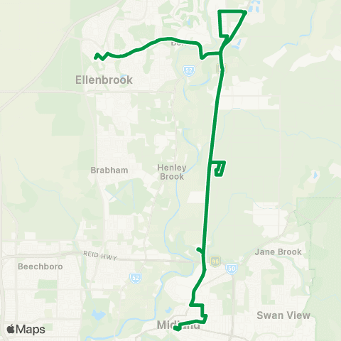 Transperth Midland - Upper Swan map