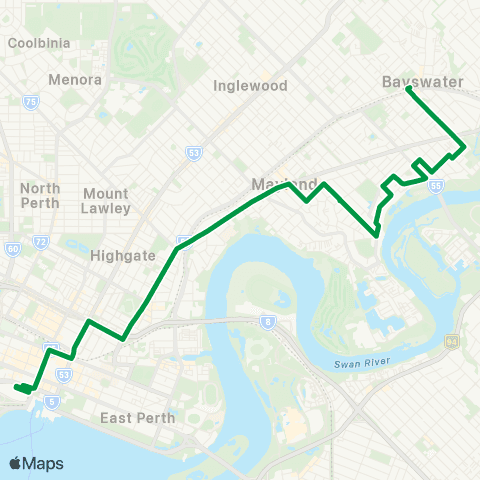 Transperth Elizabeth Qy - Bayswater map