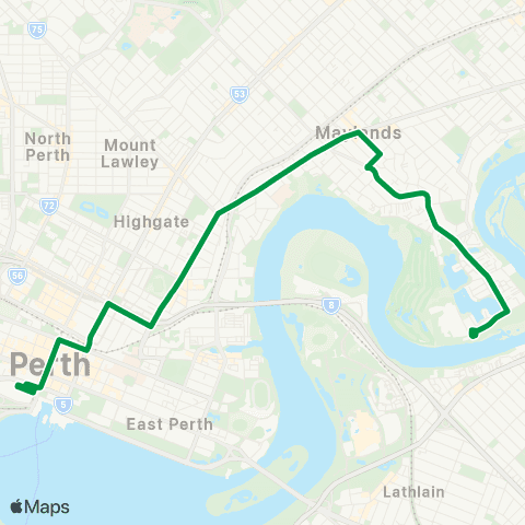 Transperth Elizabeth Qy - Maylands map