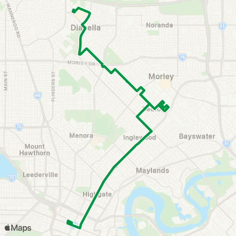 Transperth Elizabeth Qy - Mirrabooka map