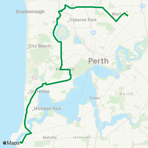 Transperth CircleRoute (Clockwise) map