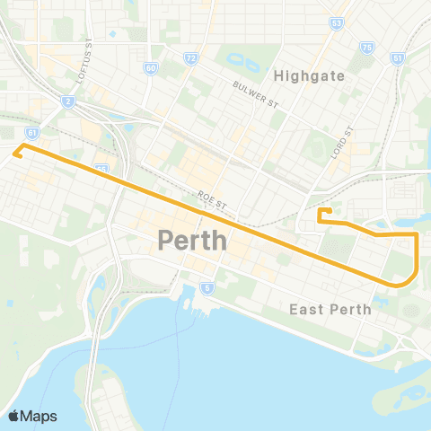 Transperth Yellow CAT map