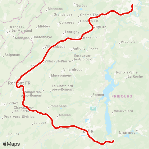 TPF - Transports publics fribourgeois Broc-Chocolaterie - Bern map