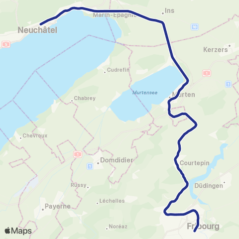 TPF - Transports publics fribourgeois Fribourg/Freiburg - Neuchâtel map