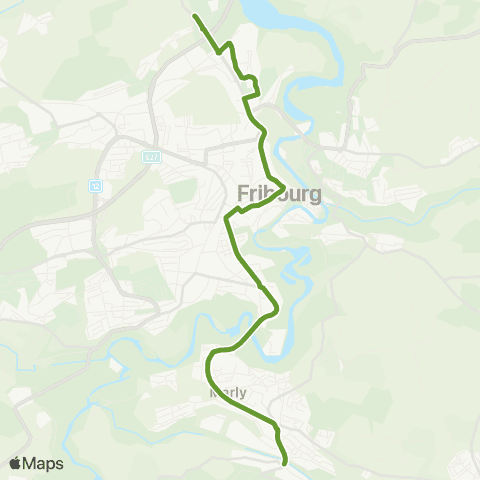 TPF - Transports publics fribourgeois Granges-Paccot, P. de-Fribourg - Marly, Gérine map