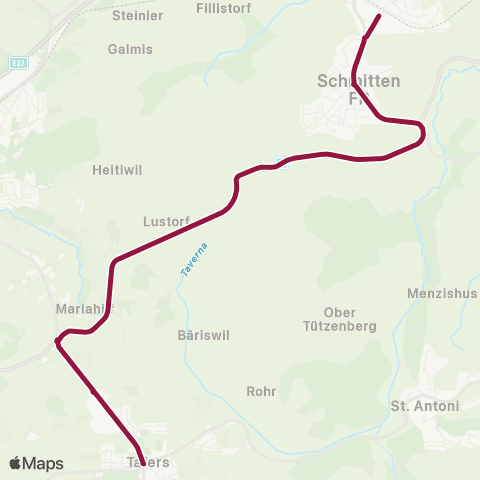 TPF - Transports publics fribourgeois Tafers, Dorf - Schmitten FR, Bahnhof map