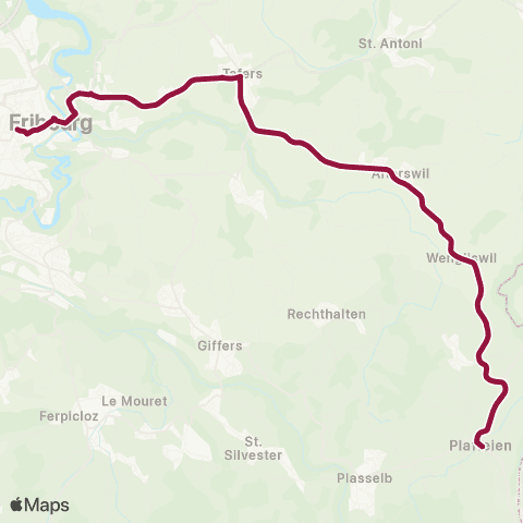TPF - Transports publics fribourgeois Schwarzsee, Campus - Fribourg/Freiburg, gare rout. map