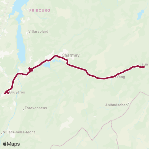 TPF - Transports publics fribourgeois Gruyères, ville - Gruyères, gare map