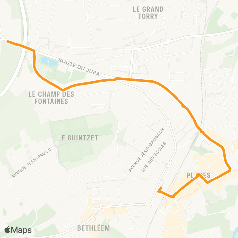 TPF - Transports publics fribourgeois Fribourg/Freiburg, gare rout. - Fribourg, Karrweg map