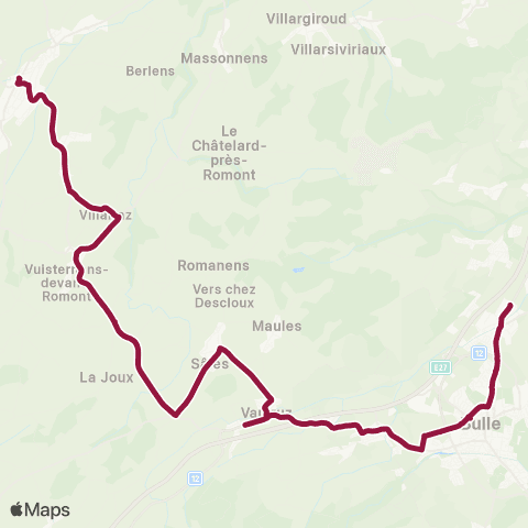 TPF - Transports publics fribourgeois Bulle, gare routière - Romont FR, gare map