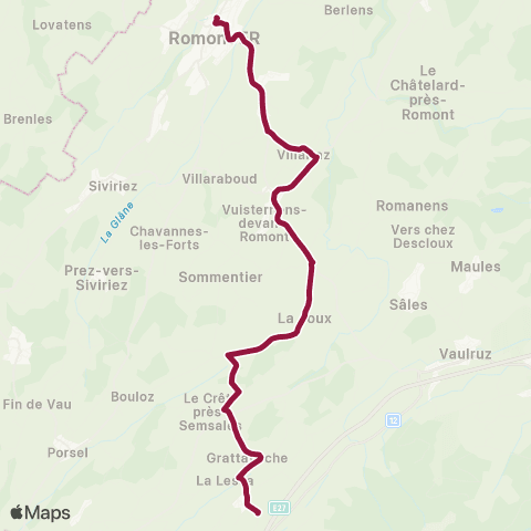 TPF - Transports publics fribourgeois Romont FR, gare - La Verrerie, gare map