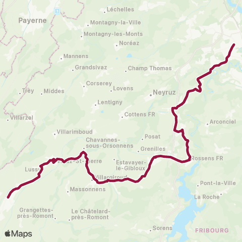 TPF - Transports publics fribourgeois Fribourg/Freiburg, gare rout. - Romont FR, gare map