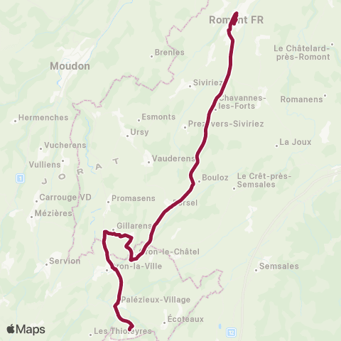 TPF - Transports publics fribourgeois Palézieux, gare - Romont FR, gare map
