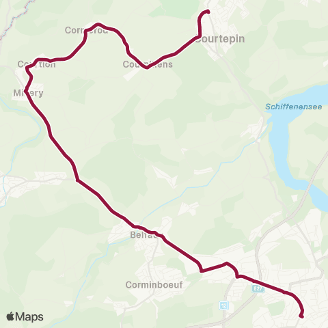 TPF - Transports publics fribourgeois Courtepin, gare - Fribourg/Freiburg, gare rout. map