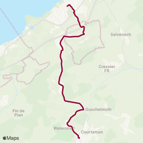 TPF - Transports publics fribourgeois Courtepin, gare - Murten/Morat, Bahnhof map