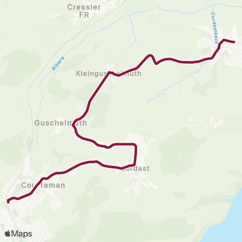TPF - Transports publics fribourgeois Courtepin, gare - Gurmels, Dorf map