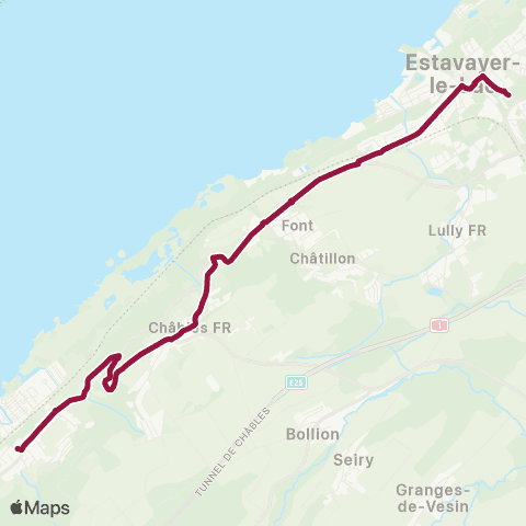 TPF - Transports publics fribourgeois Cheyres, école - Estavayer-le-Lac, gare rout. map